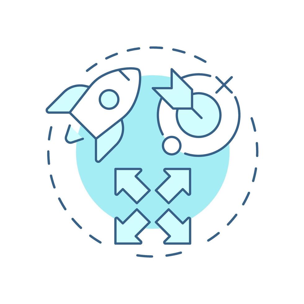 Business accelerator soft blue concept icon. Target goal, milestone. Company, startup. Round shape line illustration. Abstract idea. Graphic design. Easy to use in infographic, brochure vector