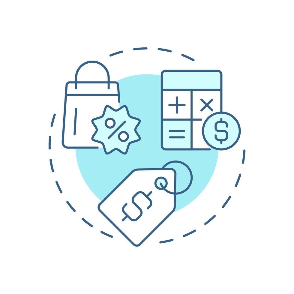 Discount controls soft blue concept icon. Price management, calculation. Profit, cost. Round shape line illustration. Abstract idea. Graphic design. Easy to use in infographic, article vector