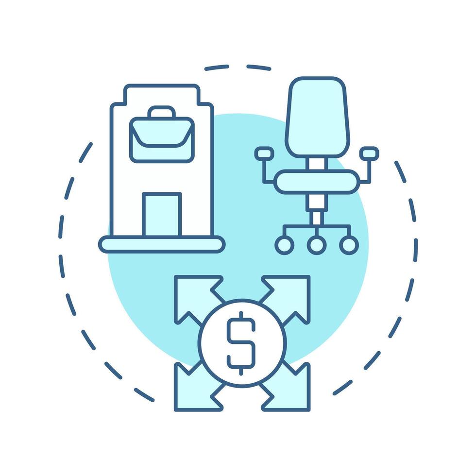 Work space soft blue concept icon. Professional environment. Business, corporate. Round shape line illustration. Abstract idea. Graphic design. Easy to use in infographic, brochure vector