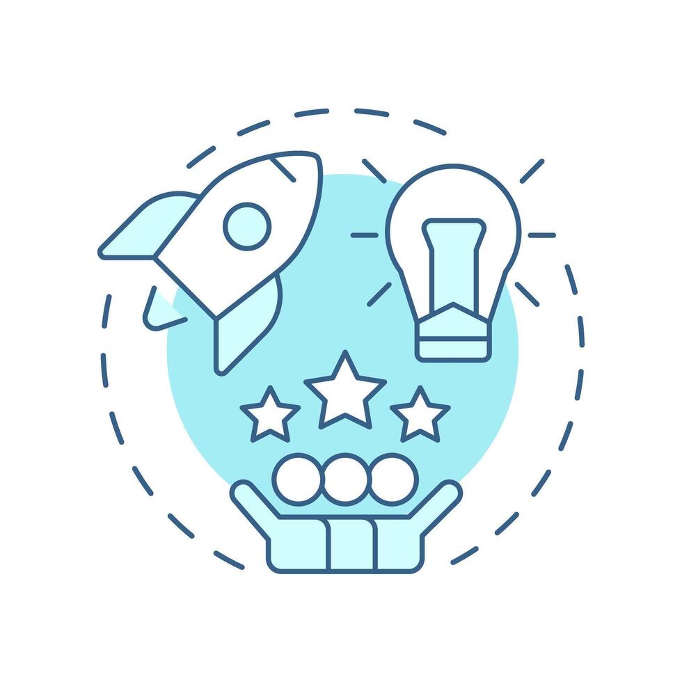 Startup studio soft blue concept icon. Teamwork, collaboration. Resources allocation. Round shape line illustration. Abstract idea. Graphic design. Easy to use in infographic, brochure vector