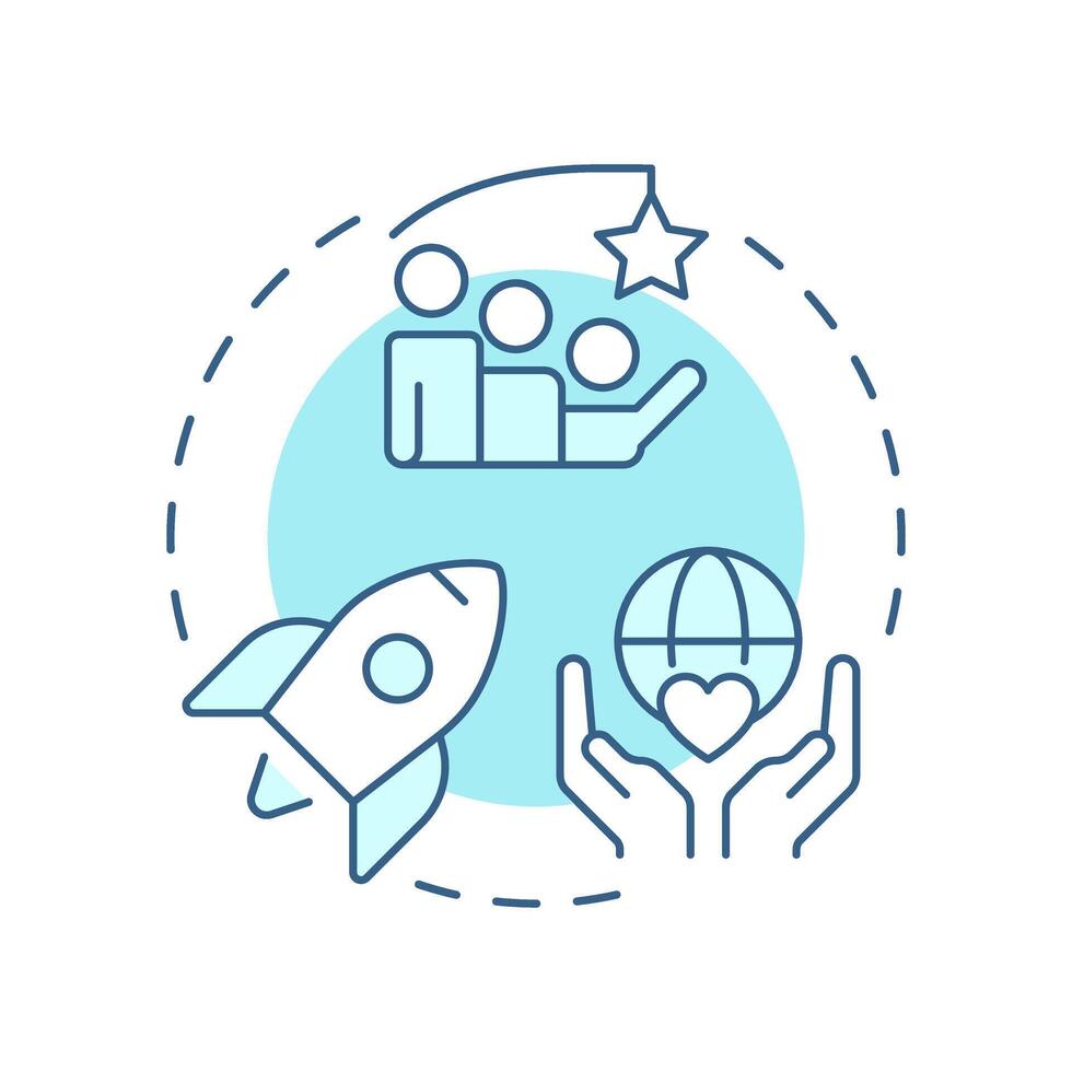 Nonprofit incubators soft blue concept icon. Startup support. Charity, donation. Help, assistance. Round shape line illustration. Abstract idea. Graphic design. Easy to use in infographic, brochure vector