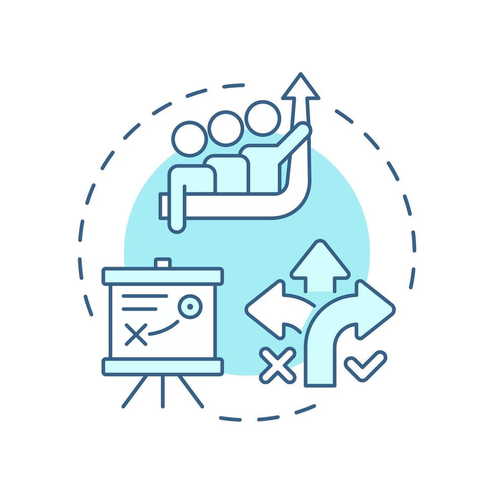 Prepare business plan soft blue concept icon. Corporate strategy. Market analysis, products. Round shape line illustration. Abstract idea. Graphic design. Easy to use in infographic, brochure vector