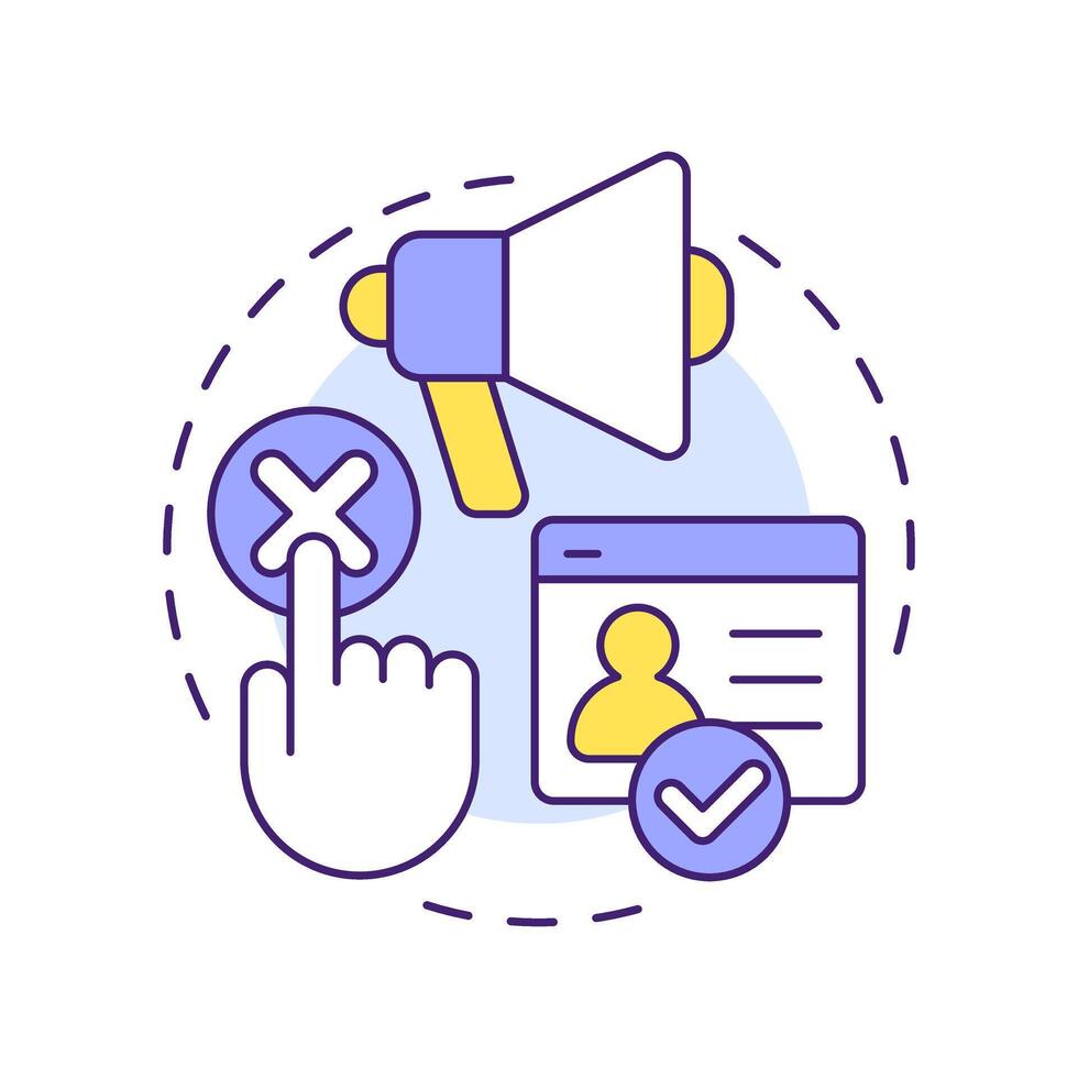 Opt out consent multi color concept icon. Decline personal data collection. Changing settings of website cookies. Round shape line illustration. Abstract idea. Graphic design. Easy to use in article vector