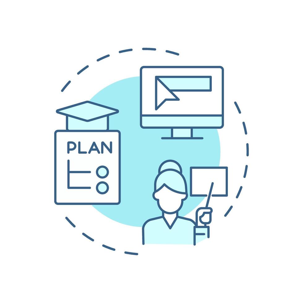 Teacher portal soft blue concept icon. Learning plans, teaching. Academic programs. Round shape line illustration. Abstract idea. Graphic design. Easy to use in article, infographic vector