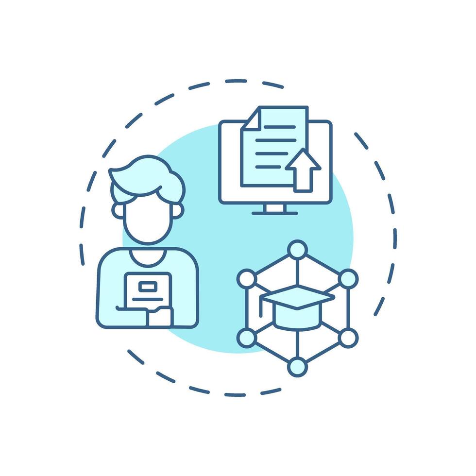 Admissions management soft blue concept icon. Documentation organization, database. Round shape line illustration. Abstract idea. Graphic design. Easy to use in article, infographic vector