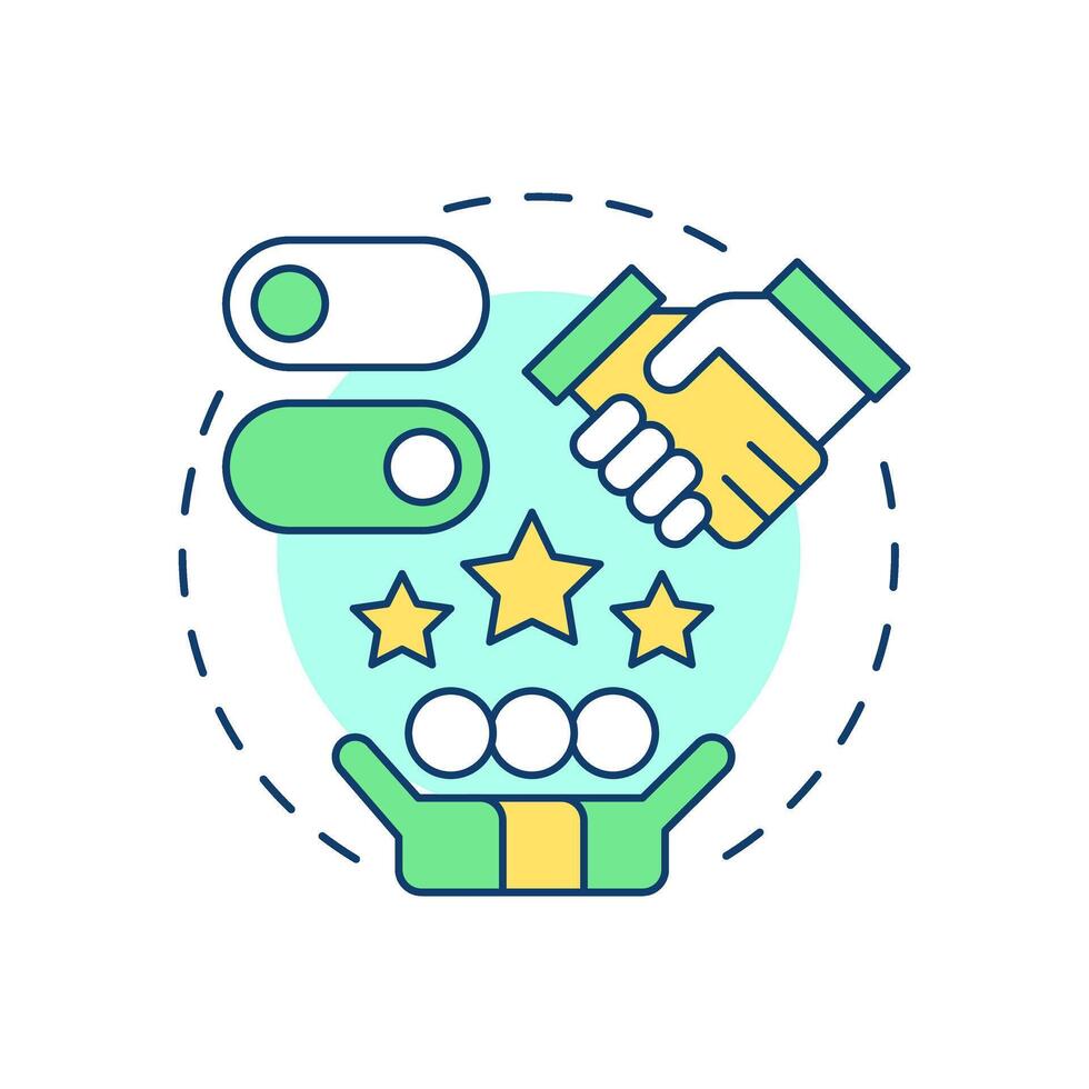 Building user trust multi color concept icon. Essential for long term loyalty. Benefit of consent management. Round shape line illustration. Abstract idea. Graphic design. Easy to use in article vector
