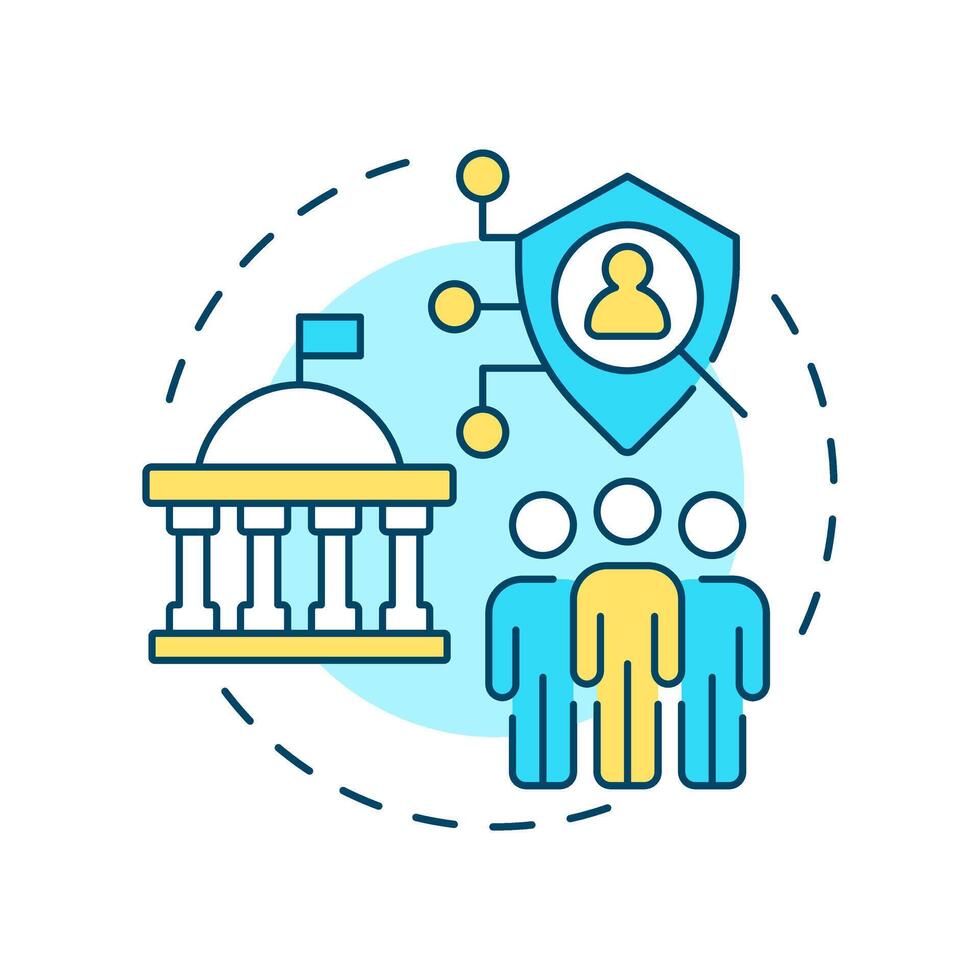 Public tasks multi color concept icon. Official institutions checking personal data. Legal base from GDPR. Round shape line illustration. Abstract idea. Graphic design. Easy to use in article vector