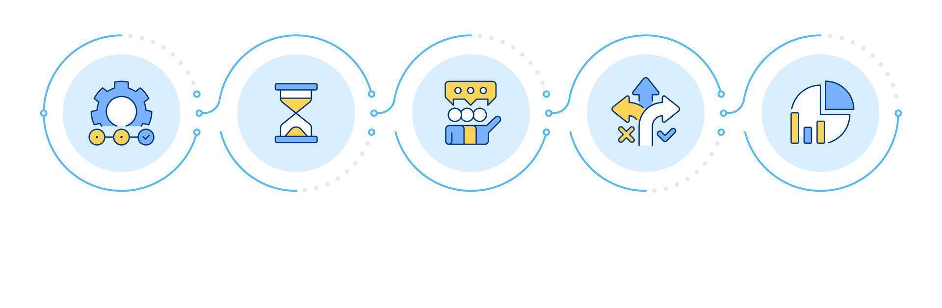 Workflow organization components infographic 5 steps. Business planning, statistics. Flow chart infochart. Editable info graphics icons vector
