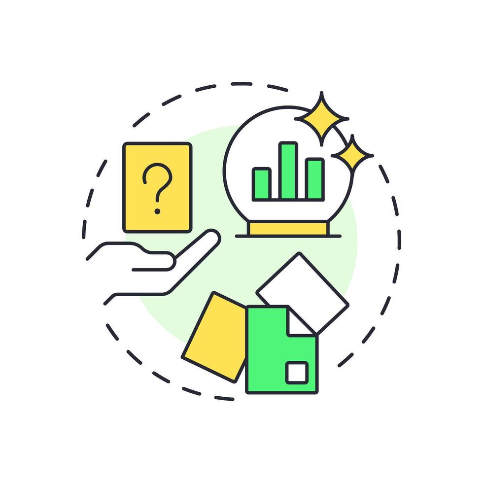 Delphi method multi color concept icon. Predicting long term workforce trends. Workforce forecasting technique. Round shape line illustration. Abstract idea. Graphic design. Easy to use blog post vector