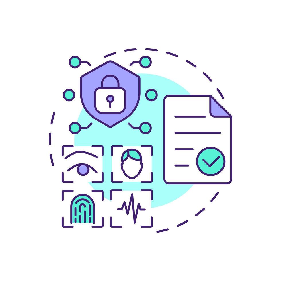 Biometric data usage consent multi color concept icon. Explicit written agreement for sensitive information. Round shape line illustration. Abstract idea. Graphic design. Easy to use in article vector