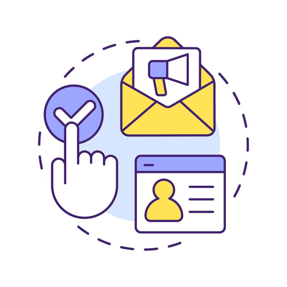 Opt in consent multi color concept icon. Active steps to agree for user data collection permission. Information. Round shape line illustration. Abstract idea. Graphic design. Easy to use in article vector