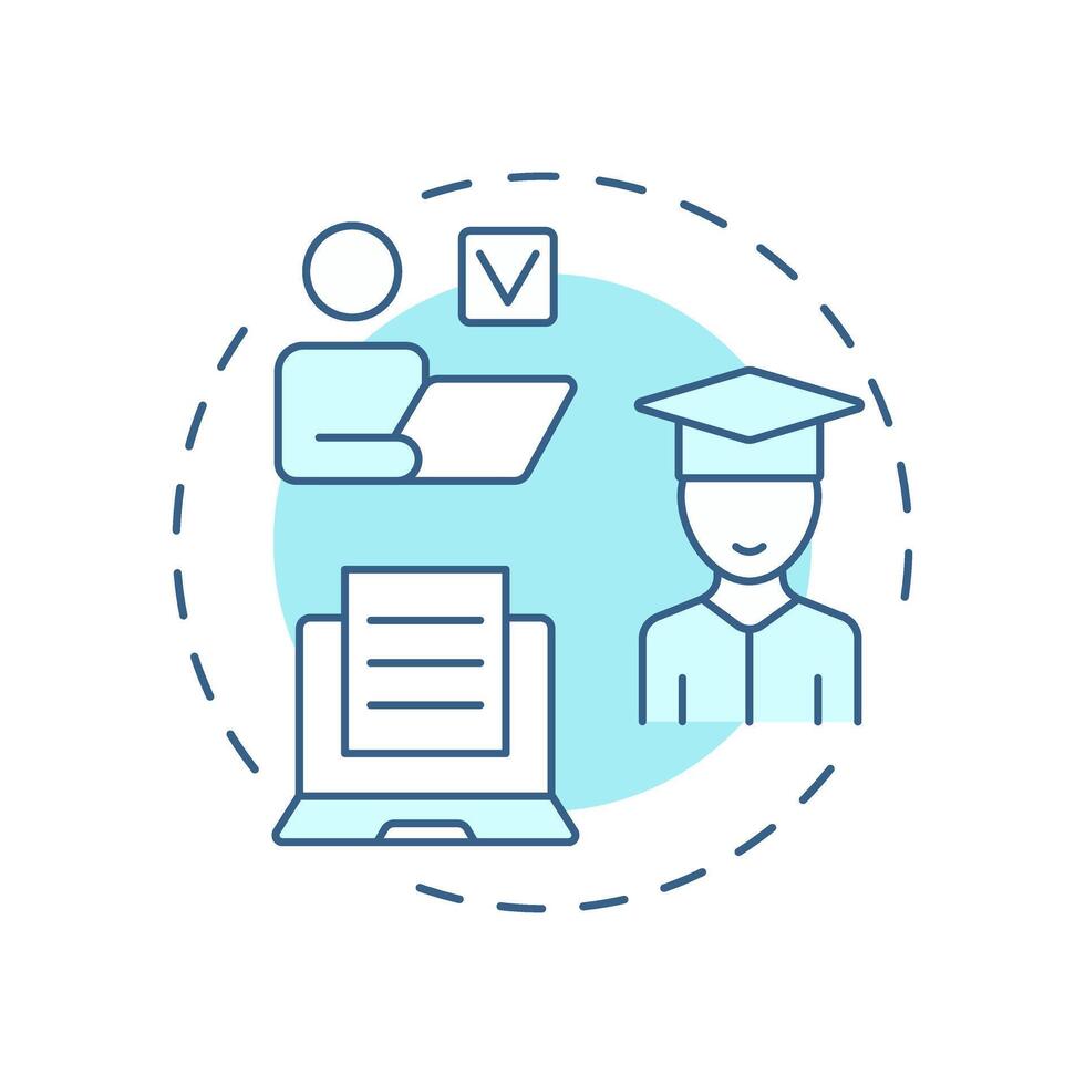 Student portal soft blue concept icon. Academic tools, learning materials. Educational access. Round shape line illustration. Abstract idea. Graphic design. Easy to use in article, infographic vector