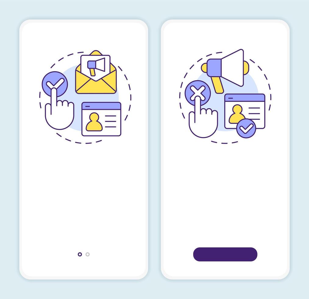 consentimiento modelos inducción móvil aplicación pantalla. cliente datos acceso. recorrido 2 pasos editable gráfico instrucciones con lineal conceptos. ui, ux, gui vector