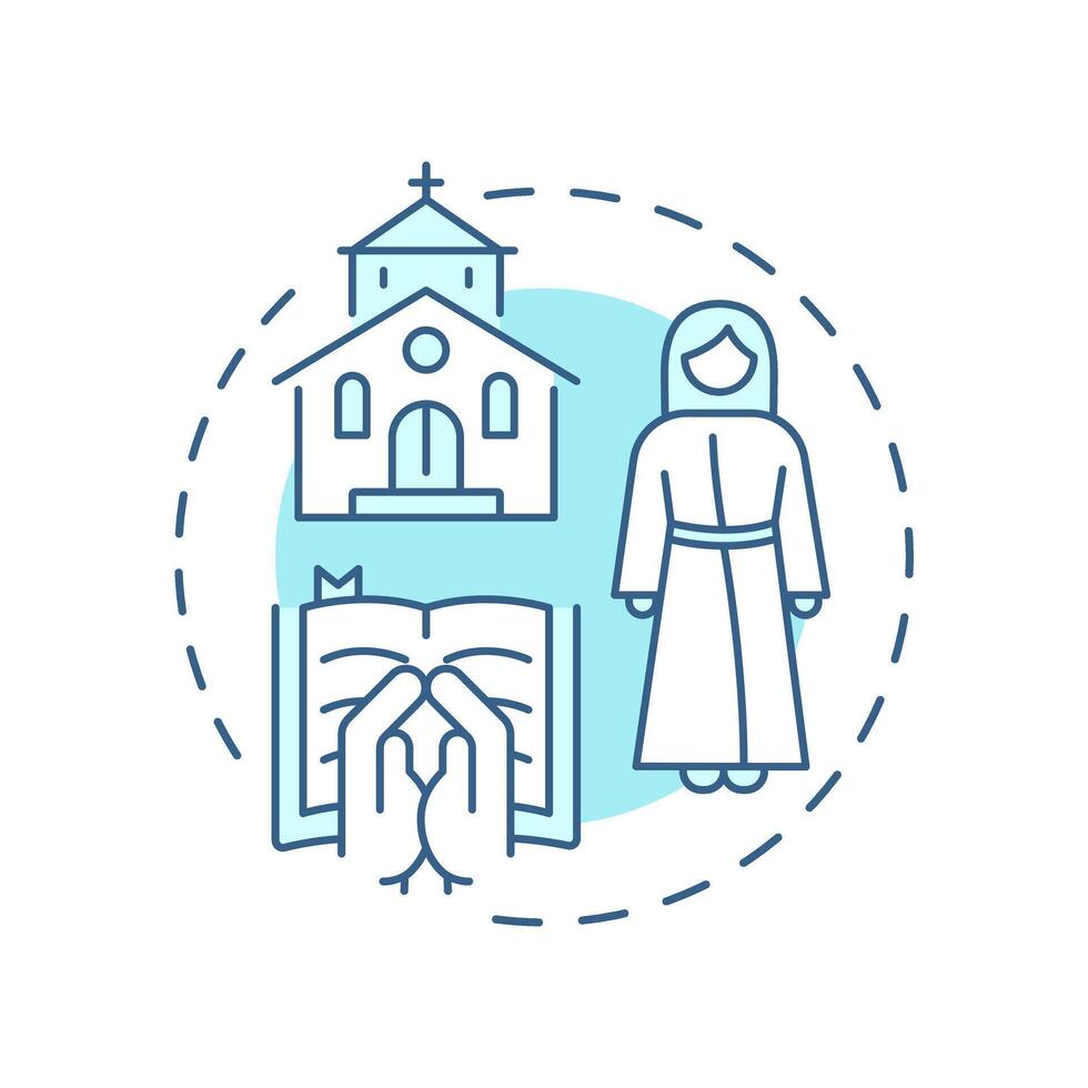 Seminary education soft blue concept icon. Church, religion. Christianity, faith. Studying, knowledge. Round shape line illustration. Abstract idea. Graphic design. Easy to use in article, infographic vector