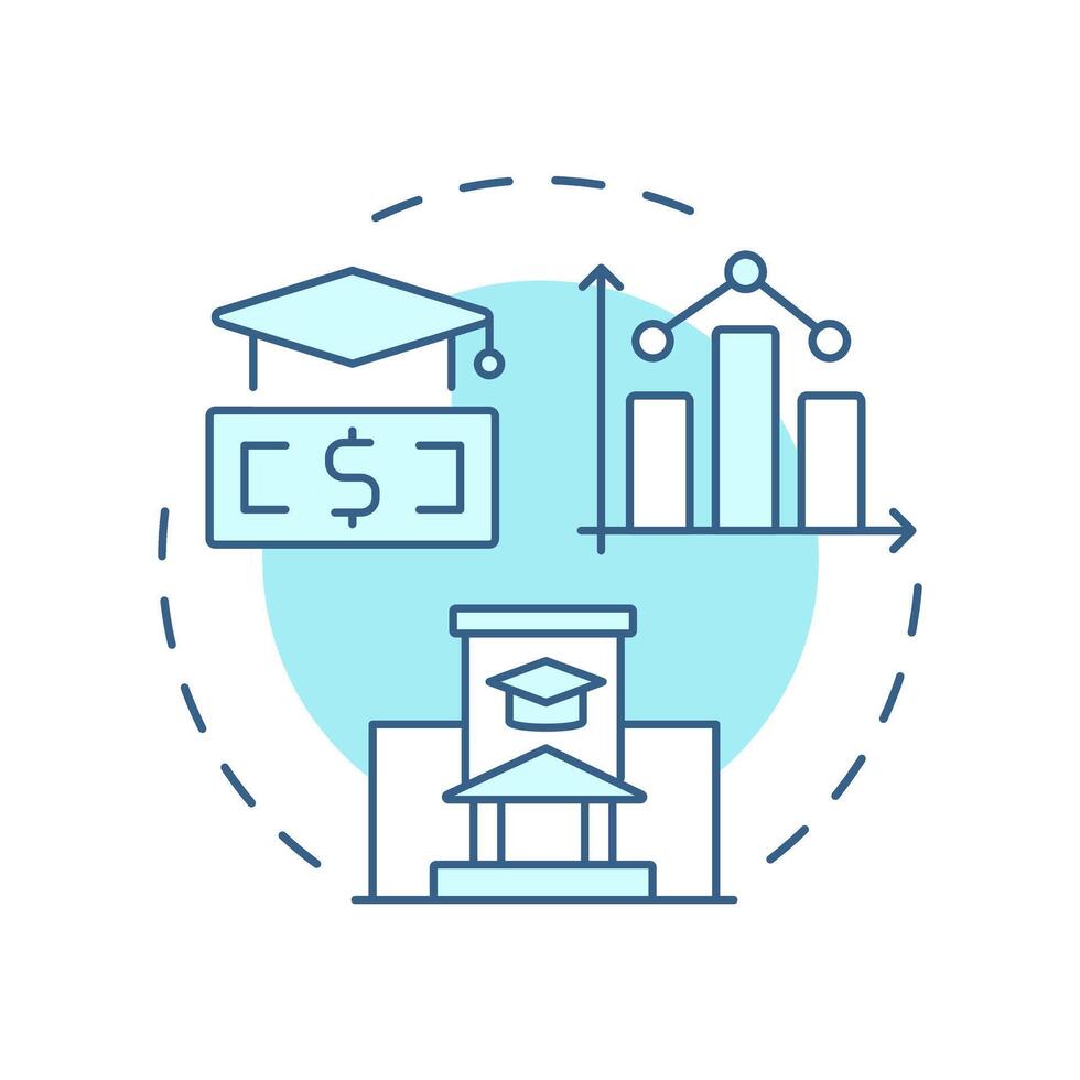 Student financial services soft blue concept icon. Statistical metrics, accountability. Budget management. Round shape line illustration. Abstract idea. Graphic design. Easy to use in article vector