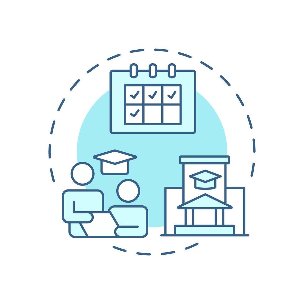 Course scheduling soft blue concept icon. Student services. Teaching plan, tutoring. Round shape line illustration. Abstract idea. Graphic design. Easy to use in article, infographic vector
