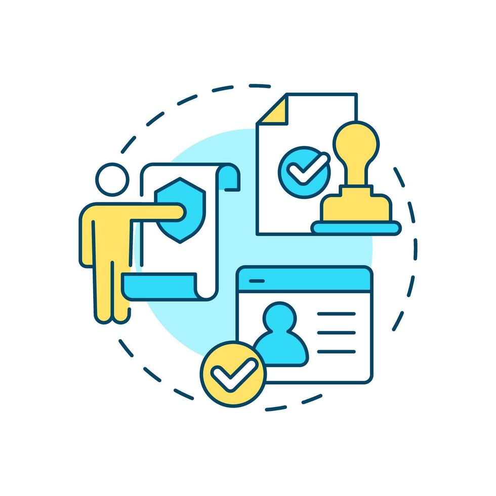 Legitimate interest multi color concept icon. Fraud prevention and network security. Legal base from GDPR. Round shape line illustration. Abstract idea. Graphic design. Easy to use in article vector