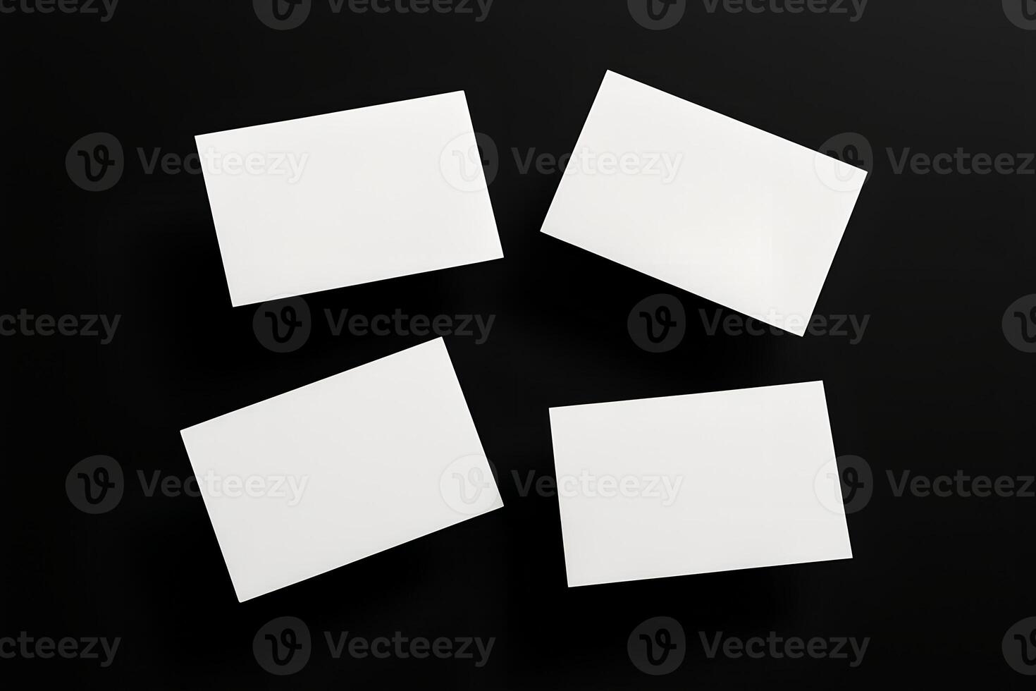 Floating Business Card Mockups with Blank Fronts Isolated on Black photo