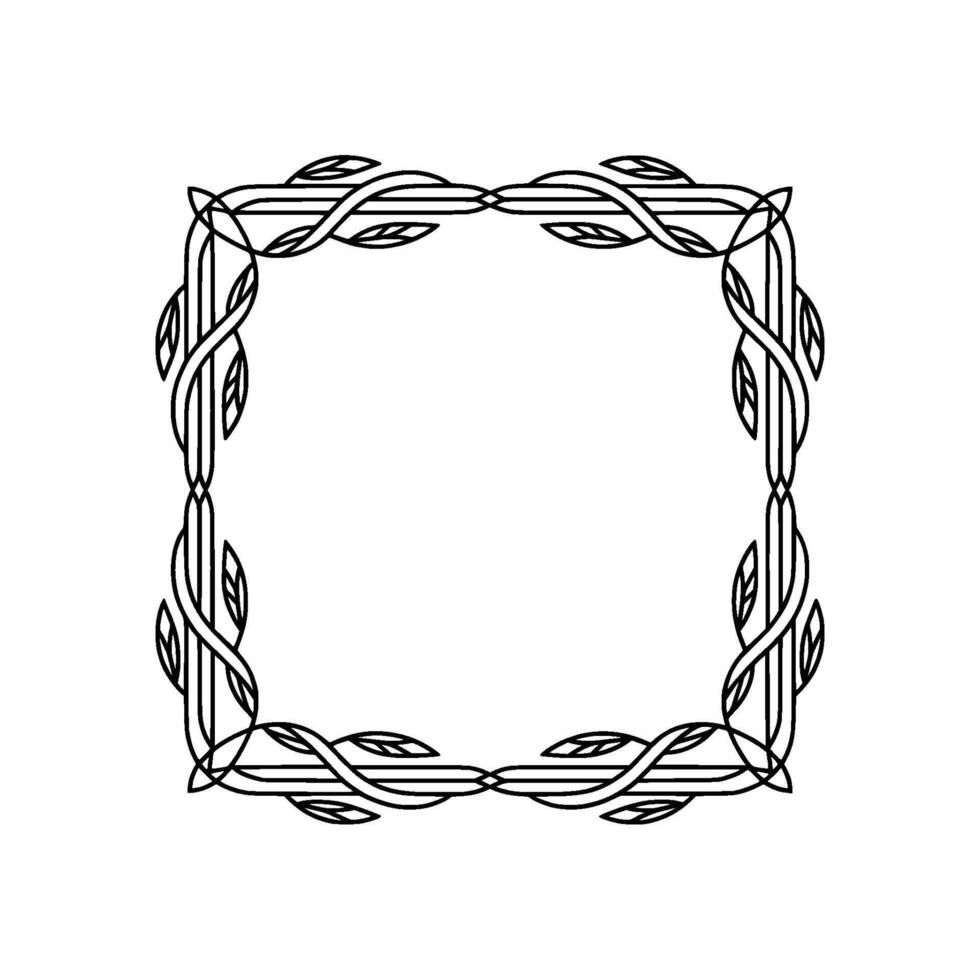 Minimalist Botanical Frame Black Vine and Leaf Border on White vector