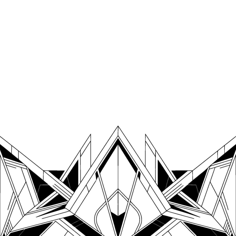 Art Deco Geometric Black White Ornament on White Background vector