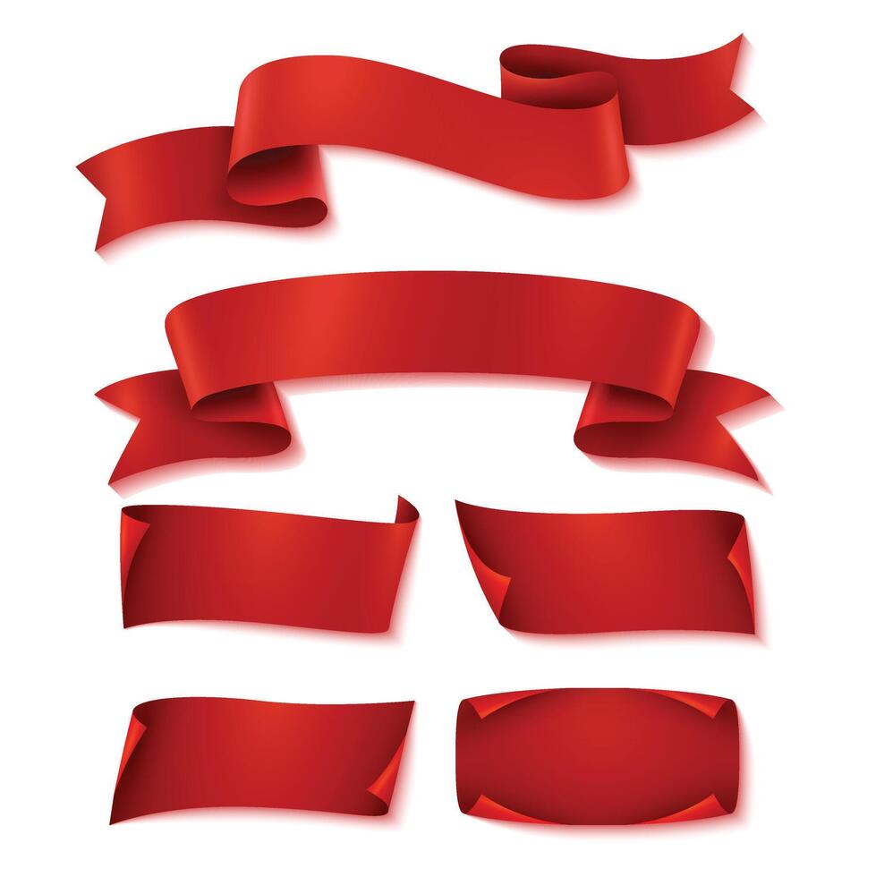 The new Red banner sticker blank clipart set vector