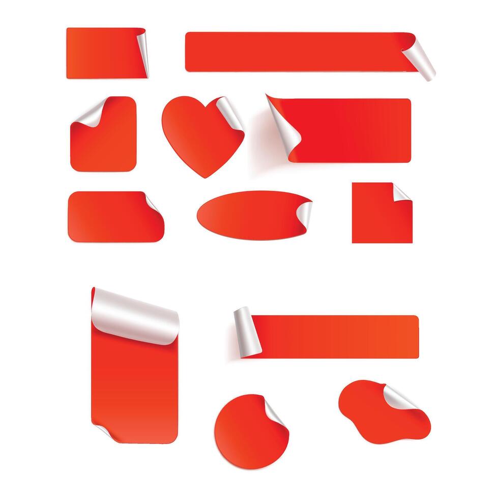 Best Red banner sticker blank clipart set vector