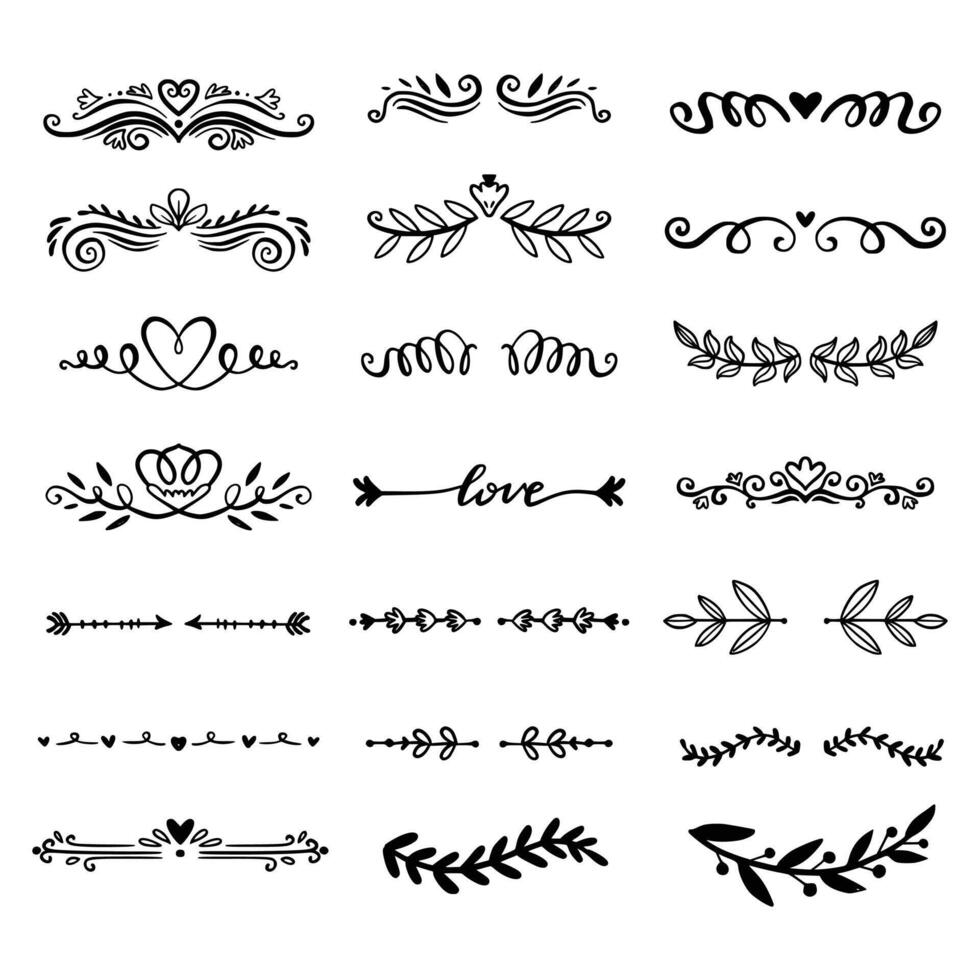 6 Ornamental curls, swirls divider and filigree ornaments design collection for wedding and calligraphy decoration.gree ornaments vector
