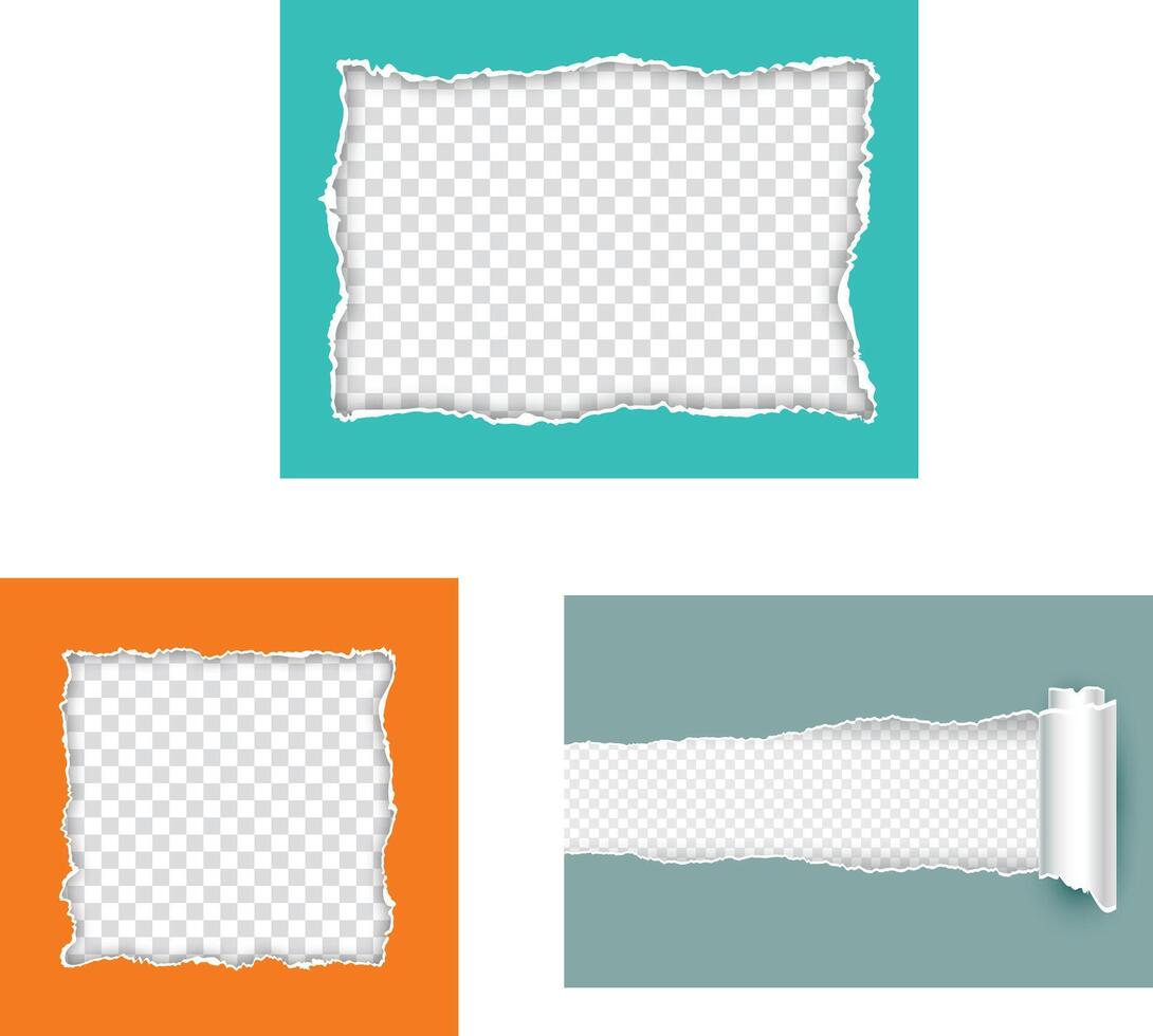 A new Torn paper rips with flap edges, paper rolled shreds vector