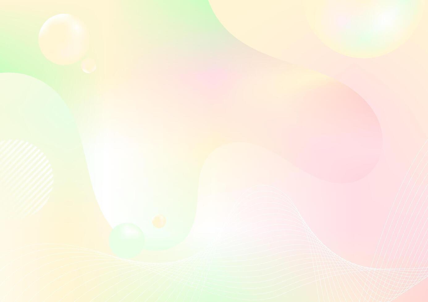 abstract pastel gradient background with bubbles and wavy lines vector