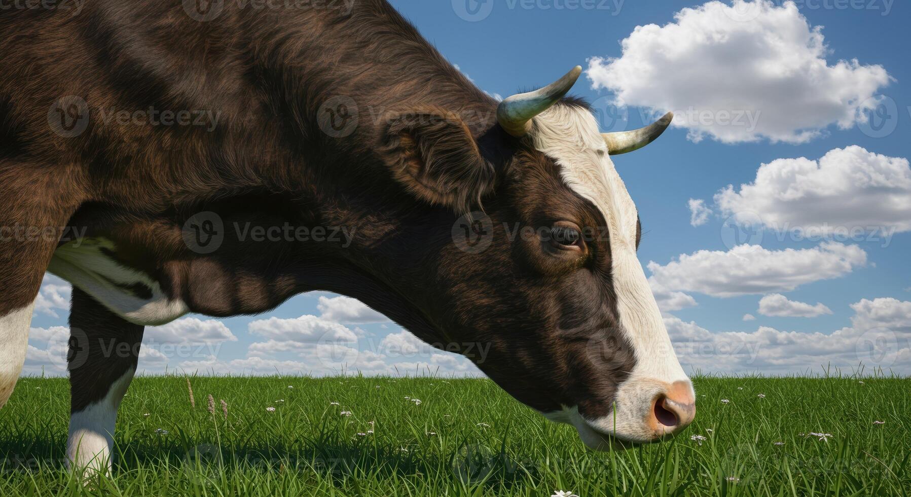 Cow in field, nature's serenity. Grazing peacefully, pure serenity. This serenity photo