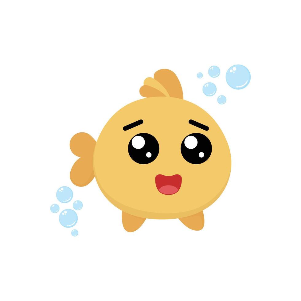 cute cartoon goldfish with bubble design template vector