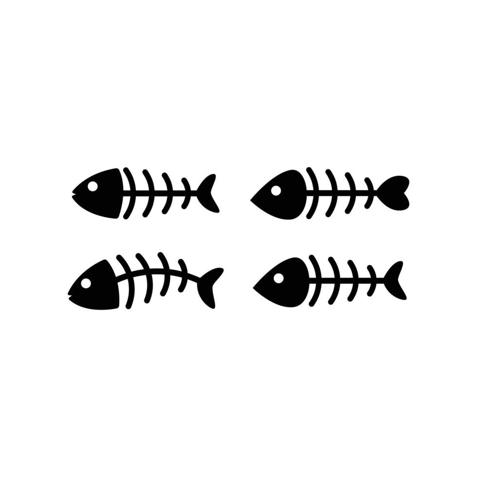 Fishbone Icon Set Design Consept Silhouette Style vector