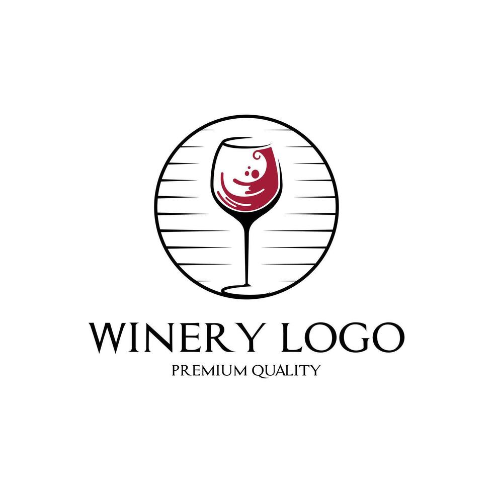 wine glass logo design concept label circle vector