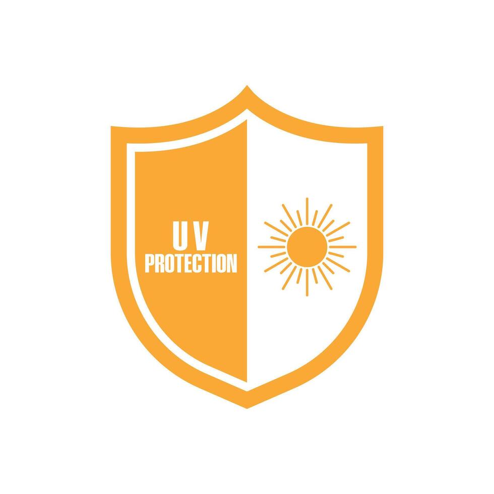 uv protection logo design concept idea with shield and sun symbol vector