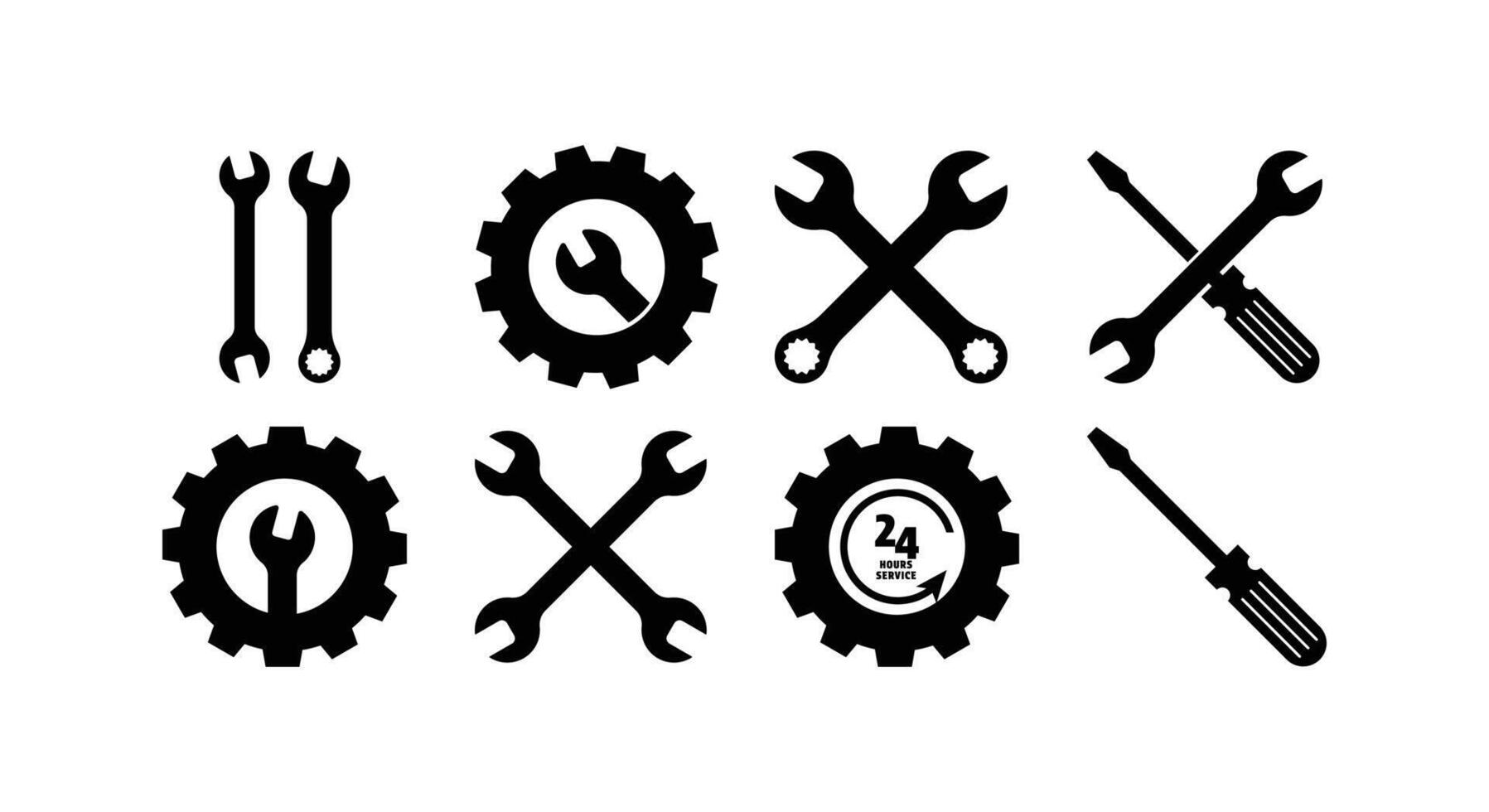 collection of service icon set tools gear wrench template design vector