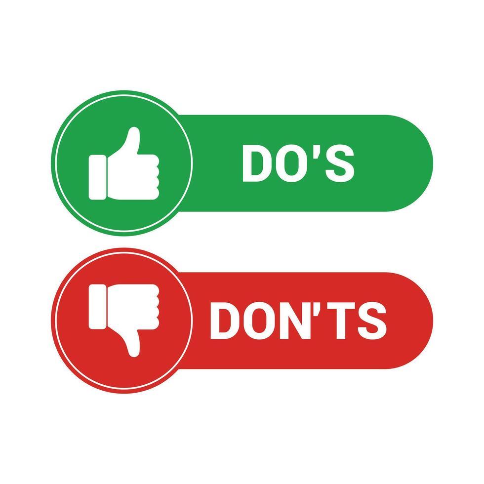 do's and don'ts icon positive and negative choice design template vector