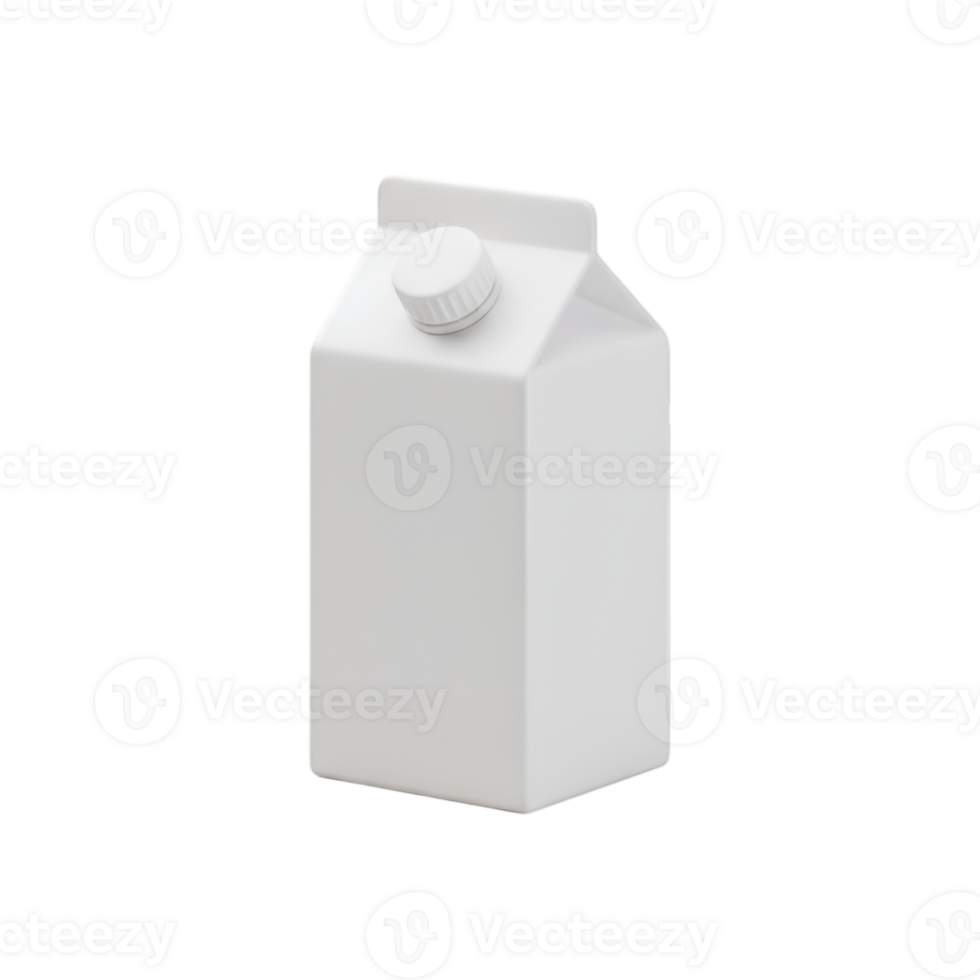 Minimalist white milk carton box isolated on transparent background, realistic carton box for branding and package design mockup template png