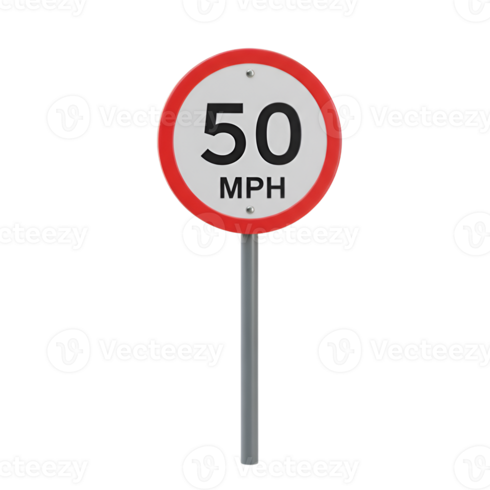 Isolated Speed Limit Sign Fifty Miles Per Hour on Transparent Background png