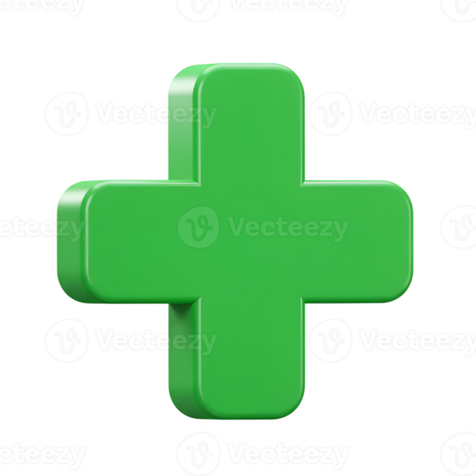 Isolated Green Plus Sign on Transparent Background, Symbolizing Health and Aid png