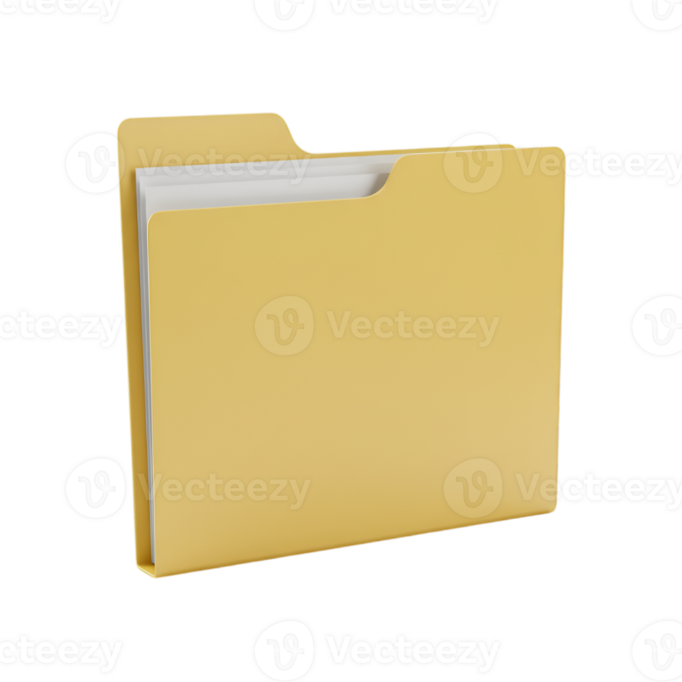 Realistic Yellow File Folder Icon on Transparent Background for Design Projects png
