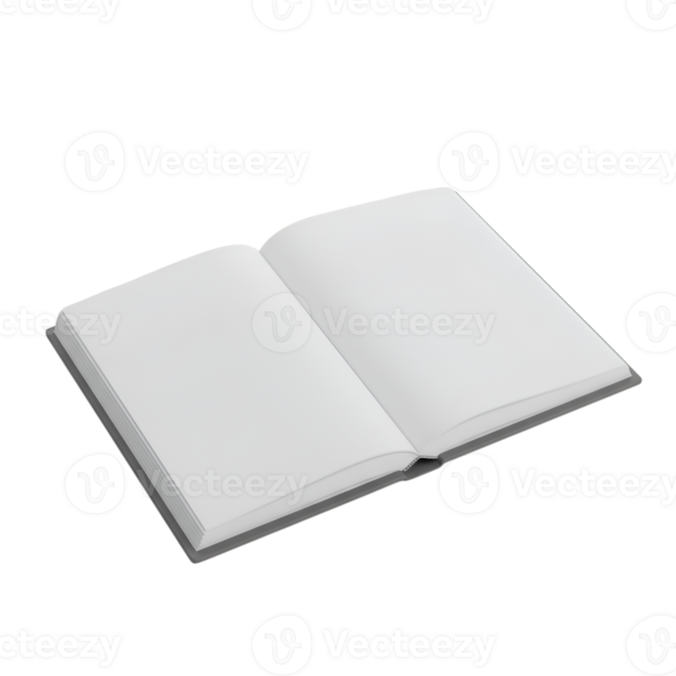Open Book with Blank Pages Mockup on Transparent Background png