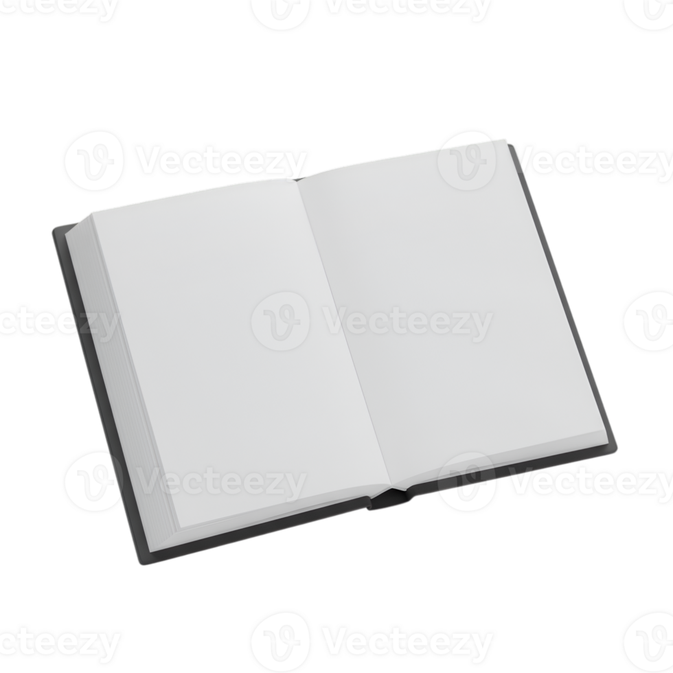 Open book with blank pages on a transparent background, ready for text png