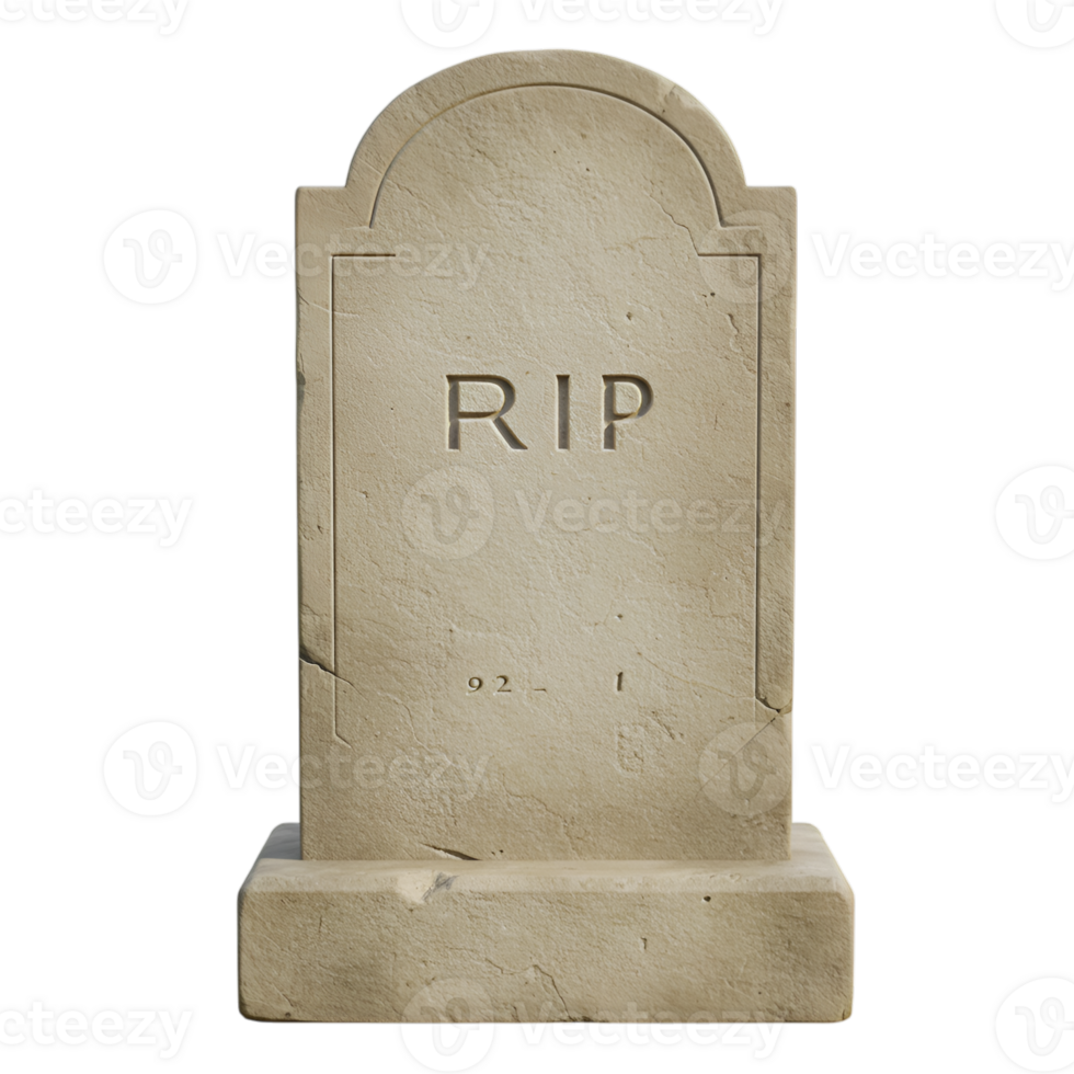 Stone Tombstone with RIP Inscription on Transparent Background for Design png