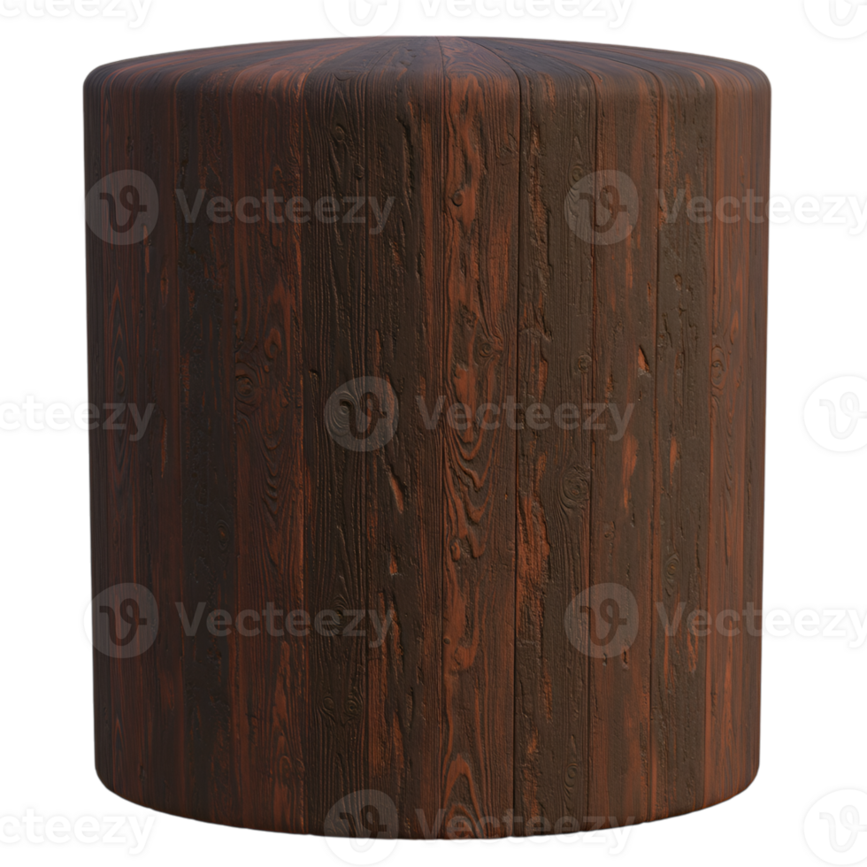 Rustic Wooden Cylinder on Transparent Background for Textures and Mockups png