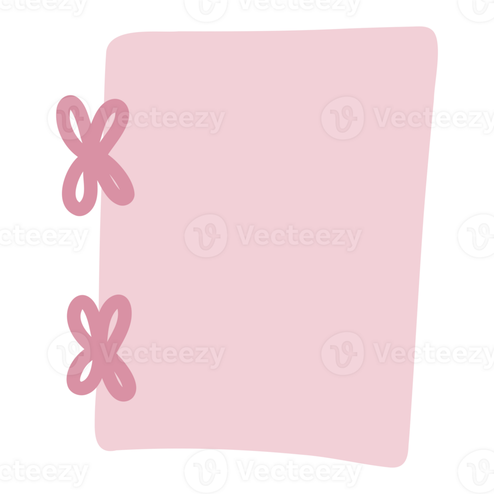 Notes with pink butterfly png