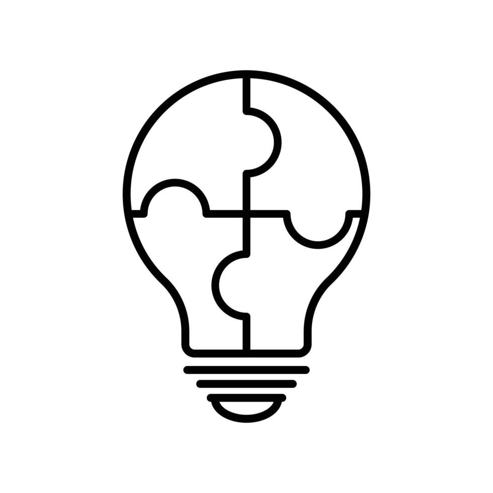 light bulb puzzle icon solution design template vector
