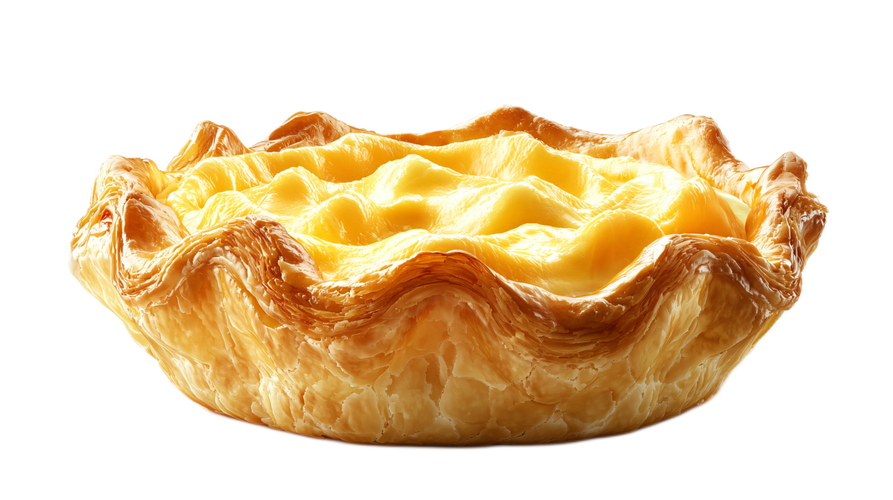Golden Creamy Custard Tart with Flaky Pastry Shell png