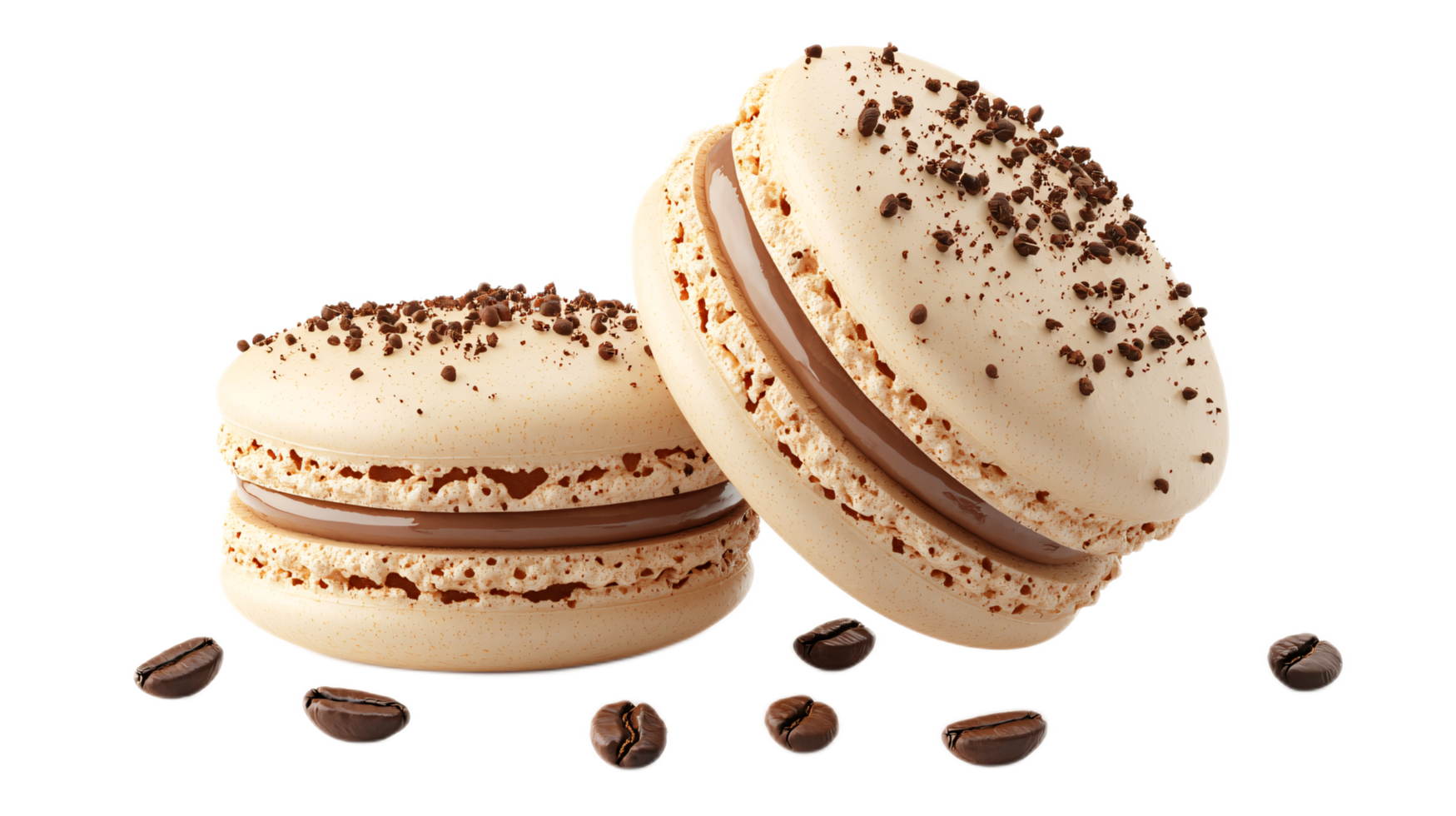 Delicious and Elegant Coffee-Flavored Macarons with Chocolate Filling png