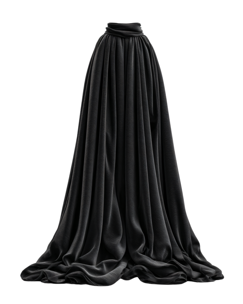Elegant Black Skirt with Flowing Fabric png