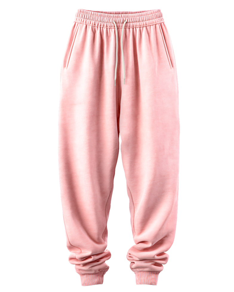 Soft Pink Sweatpants with Drawstring and Cuffs for Comfortable Wear png